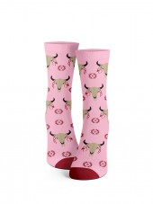 calavera de vaca rosa. calcetines exclusivos